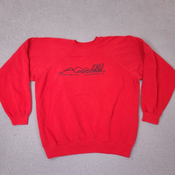 Vintage Americade‎ 1988 Motorcycle Rally Sweatshirt Adult Large Red Biker Hanes - Picture 1 of 13